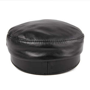 Casquettes de camionneur pour hommes en 100 % coton, personnalisables, style chapeau plat en cuir noir pour femme, en peau de mouton - Product Image 6