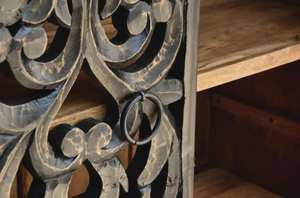 Armoire moderne noire en teck massif sculpté à la main, portes doubles, étagères réglables, pour chambre, appartement, hôtel, maison - Product Image 6