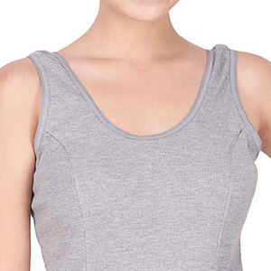 Camiseta sin mangas para mujer 2026, color gris jaspeado, cuello redondo, corte ajustado, básica, para verano, yoga, gimnasio y uso casual - Product Image 3