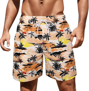 <b>Men's</b> Tropical Print Board Shorts Quick Dry Swim <b>Trunks</b> With Pockets Mid Rise Drawstring Casual Beachwear - Product Image 2