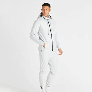 Conjunto Deportivo con Capucha para Hombre, Sudadera de Manga Larga con Pantalones, Ropa Casual de Otoño, Color Sólido, Cierre de Cremallera, Bolsillos Laterales - Product Image 1
