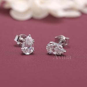 IGI Certified Lab Grown Diamond Pear Stud Earrings 14K White / Rose & Yellow Gold Pear Cut Solitaire Push Back Diamond Earrings - Product Image 1