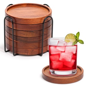 Ensemble de sous-verres en bois faits à la main - Design pyrogravé, vente en gros depuis l'Inde - Product Image 2