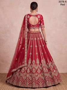 Conjunto de Lehenga Choli de Seda Rosa Bordado con Dupatta de Tela de Red, Traje Tradicional Indio para Bodas, de Secado Rápido para Mujer - Product Image 6