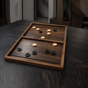 Crafted Wood <b>Backgammon</b> <b>Board</b> With Black White Pieces Elegant Office Decor Tabletop Strategy Game Set For Family Enjoyment - Product Image 2