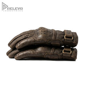 Gants de moto vintage en cuir véritable pour homme, marron vieilli, protection rigide des articulations en cuir de vachette véritable pour la conduite à moto - Product Image 4