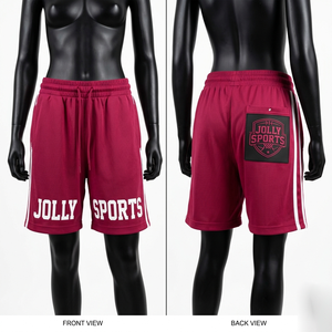 Shorts de basket-ball pour femmes, 160 GSM, polyester premium, mesh rose, panneau latéral contrastant, broderie personnalisée, logo imprimé, shorts pour femmes - Product Image 3