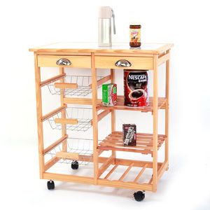 Carrello Moderno da Cucina e Sala da Pranzo a 2 Cassetti, Scaffale Regolabile, Ruote Rimovibili, Materiale in PVC, Metallo, Legno e Marmo - Product Image 3