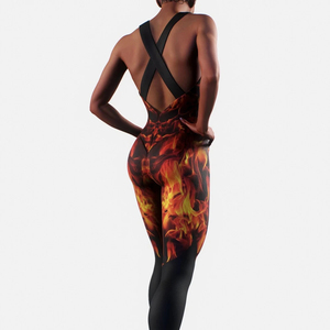 Women's Breathable Spandex/Nylon Four-Way <b>Stretch</b> Zip Workout Set Yoga Fitness Wear Short Bodysuit Jumpsuit Sleeveless V-neck - Product Image 5