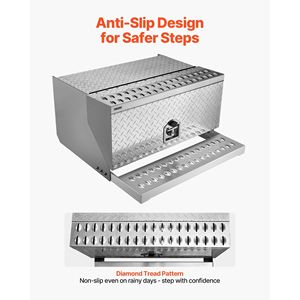 Heavy Duty Aluminum 30\" X 29.5\" X 15.8\" Diamond Plate Semi-Truck Step <b>Tool</b> <b>Box</b> Waterproof Cab Entry <b>Storage</b> <b>Box</b> - Product Image 6