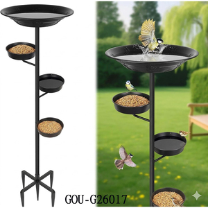 Comedero para Pájaros Silvestres de Metal de 4 Niveles con Base de 5 Puntas, para Uso en Exteriores, Decoración de Jardín - Product Image 3