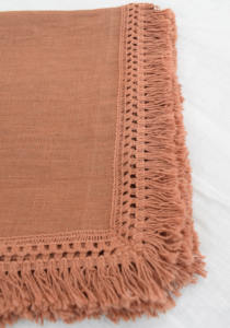 Flax Linen Napkin with Handmade Fringe <b>Edge</b> Rustic Boho Table Linen Fashionable Reusable Eco Friendly Luxury Dining Napkin - Product Image 3