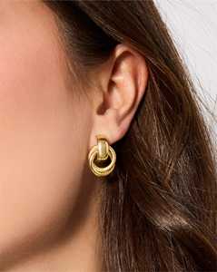 Custom Rope Door Knocker <b>Hoop</b> <b>Earring</b> 15mm Chunky Love Knot Statement Huggies Everyday Wear Jewelry Wholesale 14K 18K <b>Solid</b> Gold - Product Image 2