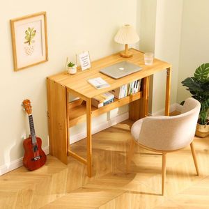 Scrivania Pieghevole Moderna in Bambù per Piccoli Spazi, Tavolo da Studio Portatile per Camera da Letto, Ufficio Domestico o Dormitorio - Product Image 5
