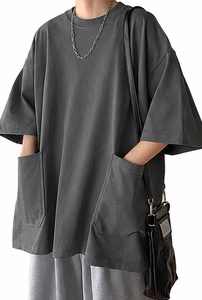 Custom Oversized Pocket T Shirt Men Heavyweight Cotton Streetwear Drop Shoulder Loose Fit Casual Tee OEM ODM Manufacturer - Product Image 5