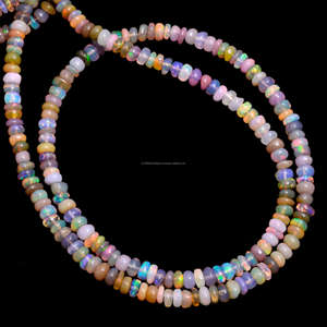 Perles de pierre d'opale éthiopienne naturelle de qualité supérieure en forme de rondelle lisse multicolore 3x7mm brin de 16 pouces pour la fabrication de bijoux - Product Image 2