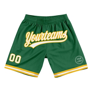 Shorts de basket-ball personnalisés écologiques, vert-blanc-or, authentiques et rétro - Product Image 1
