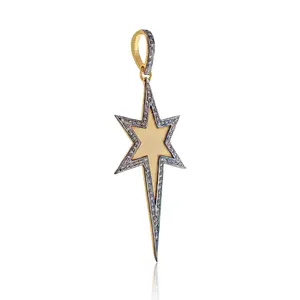 Diamond Star Gold Silver Handmade Fashion Pendant by Metarock Jewels