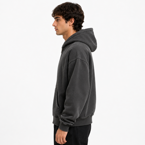 Men's 100% Cotton Full <b>Zip</b> Hoodie Fleece Sweatshirt Regular Fit <b>Zip</b> <b>Up</b> Hooded <b>Jacket</b> for Winter Casual Wear - Product Image 2