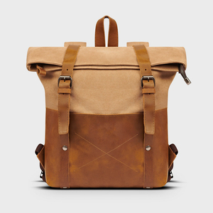 Genuine <b>Leather</b> Canvas Water Resistant <b>Backpack</b> Outdoor Use Travel <b>Laptop</b> Bag Wholesale OEM Private Label Supplier LCB-0026 - Product Image 6