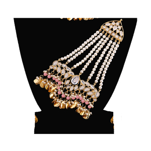 Pinza para el cabello de aleación de zinc de estilo étnico con perlas blancas y cuentas rosas hechas a mano para ocasiones nupciales - Product Image 2