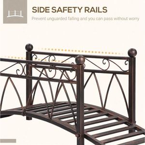 Puente Decorativo de Jardín con Arco Metálico Clásico de 3.3 m, con Delicados Adornos Tallados y Barandillas de Seguridad - Product Image 4