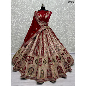 Fabzone Indian Bridal Velvet Collections Vestidos de novia con Zarkhan Work para novias - Product Image 5