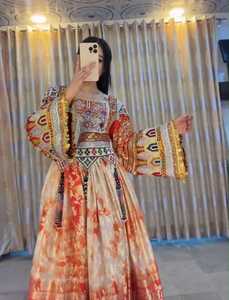 Afghani Kuchi Maxi <b>Dress</b> Women Custom Sizes Floral Print Embroidered Long Sleeves Wedding Party Casual <b>Dresses</b> For <b>All</b> Seasons - Product Image 2