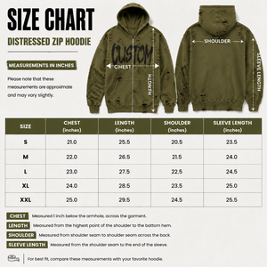 Sudadera con capucha verde oliva desgastada con cremallera, letras pintadas con efecto desgarrado, hombros caídos, estilo gótico moderno, abrigos grunge - Product Image 5