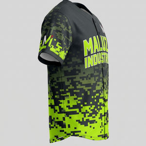 Camiseta de Béisbol con Camuflaje Digital Personalizado, Verde Neón y Negro, Uniforme Deportivo, Transpirable y de Secado Rápido, MALUZA INDUSTRIES - Product Image 5