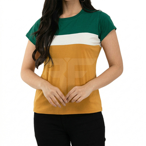เสื้อยืดผู้หญิงทรงเข้ารูป สีสันสดใส ผ้าฝ้าย 100% แขนสั้น พิมพ์ลาย - Product Image 1