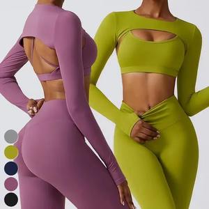 Vêtements de sport de haute qualité pour femmes, vêtements de gym, vêtements de fitness, vente en gros, ensemble de yoga à séchage rapide en deux pièces - Product Image 6