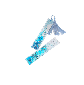 Marcapáginas de Resina de Diseño Único, Hecho a Medida, con Piedras Azul Cielo y Blancas, el Mejor Regalo para Amantes de los Libros - Product Image 1