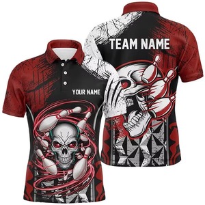 Wholesale High Quality Polyester/Cotton Sporty Style <b>Bowling</b> for Shirt with Knitted Fabric Custom Colors Logo Printing for Men - Product Image 3