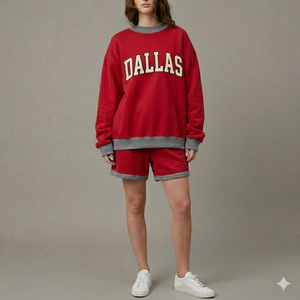 Conjunto Premium Coordinado de Shorts por Encima de la Rodilla y Top de Cuello Alto para Mujer, de Forro Polar Sólido, Cálido y Cómodo para Invierno, Estilo Relajado y Elegante para Uso Diario - Product Image 1