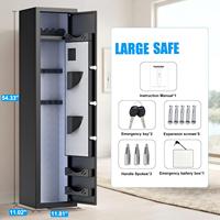 Coffre-fort commercial vertical Kavey avec lecteur d'empreintes digitales, code numérique, clé d'urgence, antivol, éclairage LED et porte