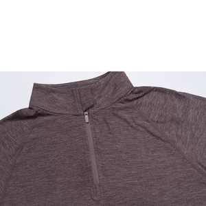 Haut de sport athlétique à manches longues en Spandex et Polyester, coupe ajustée, avec quart de zip, séchage rapide, couleur unie, veste de survêtement pour la gym - Product Image 4