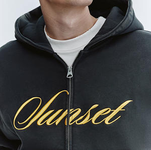 Sudaderas con Capucha para Hombre al por Mayor, con Logotipo Personalizado, Corte Holgado, de Alta Calidad, con Doble Cremallera, Estilo Corto, Tejido de Punto Liso, Poliéster/Algodón - Product Image 3