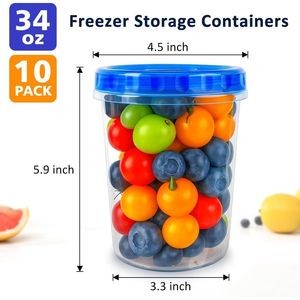 Set di 10 Contenitori per Alimenti Riutilizzabili da 34oz, Ermetici in Plastica con Coperchi a Torsione, per Congelatore e Conservazione Cibo - Product Image 2