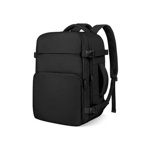 Minimalist Black Nylon Laptop <b>Backpack</b> With Zipper Closure And Front Pocket Unisex Softback 20-39L <b>Water</b> <b>Resistant</b> - Product Image 1