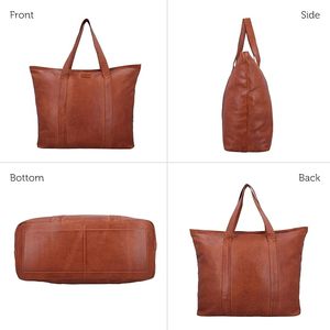 High Demand Gentle Women's Genuine Leather Tote <b>Bag</b> Classic Style Zipper Closure Shoulder Strap Daily Use Black From India - Product Image 1