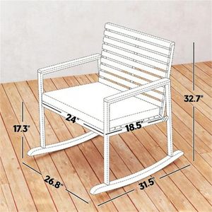 Set di Due Sedie a Dondolo da Esterno Bianco Crema per Giardino e Terrazza (Solo Due Sedie) - Product Image 6