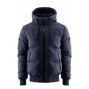 Vestes matelassées pour hommes, couleur marine, col montant, fermeture éclair, coupe-vent, manteau d'hiver décontracté, coupe régulière, rembourrage en polyester - Product Image 5