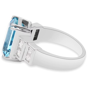 Precious Natural Aquamarine Diamond Gemstone IGI Certified 18k Solid White Gold Prong Setting Handmade <b>Wedding</b> Engagement <b>Rings</b> - Product Image 5