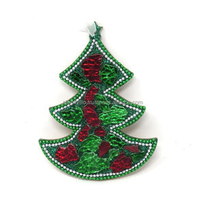 Noël verre perlé cloche arbre de noël ornements belle cloche forme arbre de noël tentures pour fête décor à la maison - Product Image 3