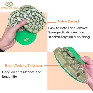 Tampon de polissage diamant en résine durable de 9mm 100mm pour sol en pierre de béton Logo OEM Prix d'usine pour l'exportation au Vietnam à haute efficacité - Product Image 3