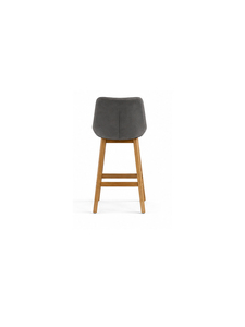 Taburete de Bar Moderno Tapizado con Patas de Madera Maciza, Asiento de Cuero Sintético, Mueble Cómodo para Interiores, Hogar, Cocina, Restaurante - Product Image 2