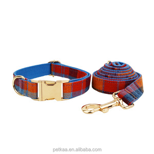 Collier et laisse pour chien Petkaa à motif écossais bleu et rouge avec nœud papillon, accessoire pour animaux de compagnie, logo personnalisé pour la vente au détail et les marques - Product Image 2