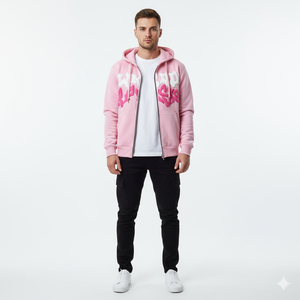 โรงงานผลิตเสื้อผ้า Ranzia ผู้ผลิตเสื้อฮู้ดซิปผู้ชาย รับผลิตเสื้อฮู้ดซิปผู้ชายแบบ OEM ผ้าฝ้ายปักลายแบบดิสเทรสพร้อมพิมพ์ลาย - Product Image 4