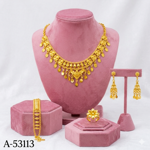 MOLL JEWELLERS ชุดสร้อยคอผู้หญิงดีไซน์ใบไม้ประดับเพชรซิร์คอนชุบทองสุดหรู พร้อมต่างหูแบบห้อยเข้าชุด สายสร้อยแบบเชือก - Product Image 3